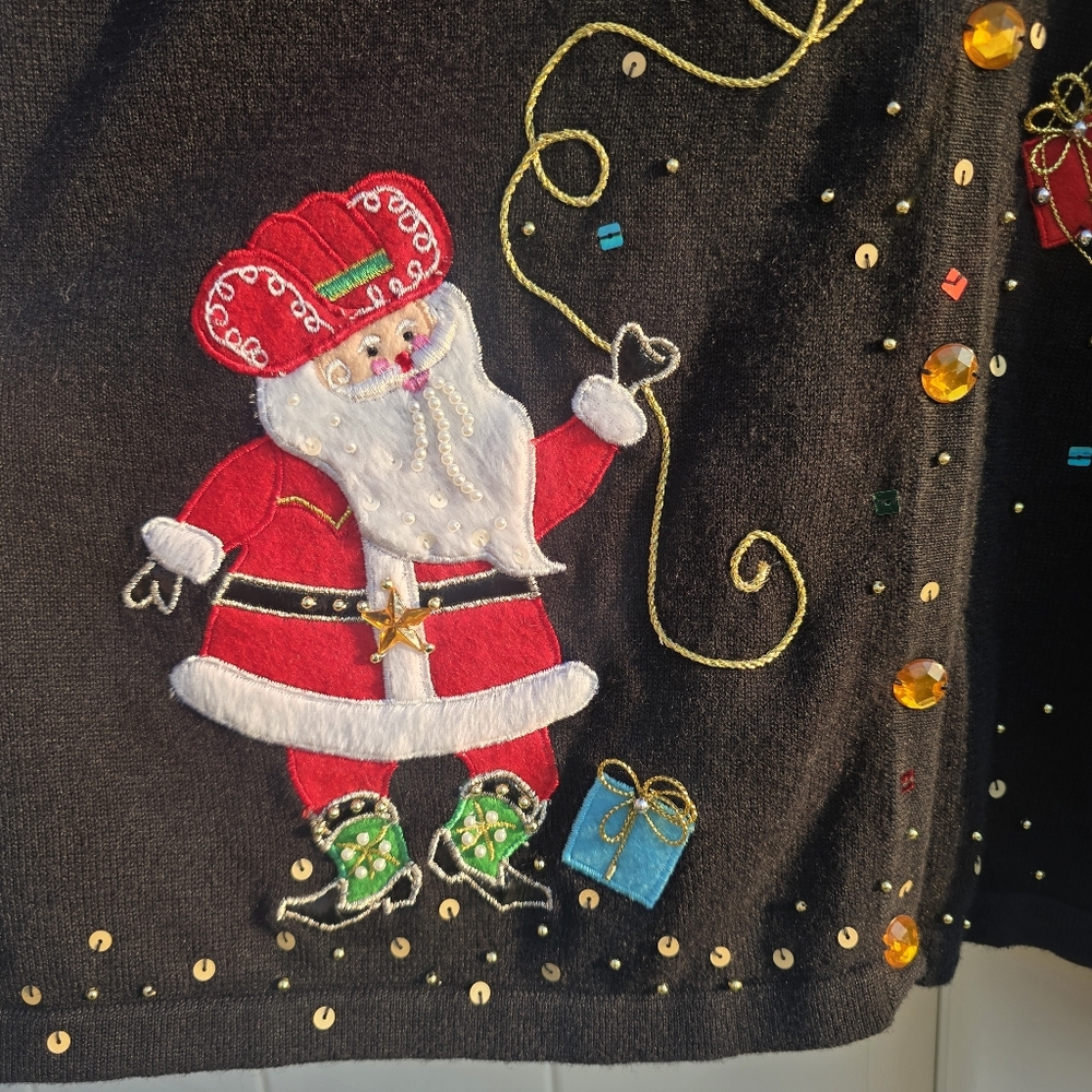 Jack B. Quick Cowboy Santa Christmas Cardigan | Size Extra Large - Picture 7 of 13